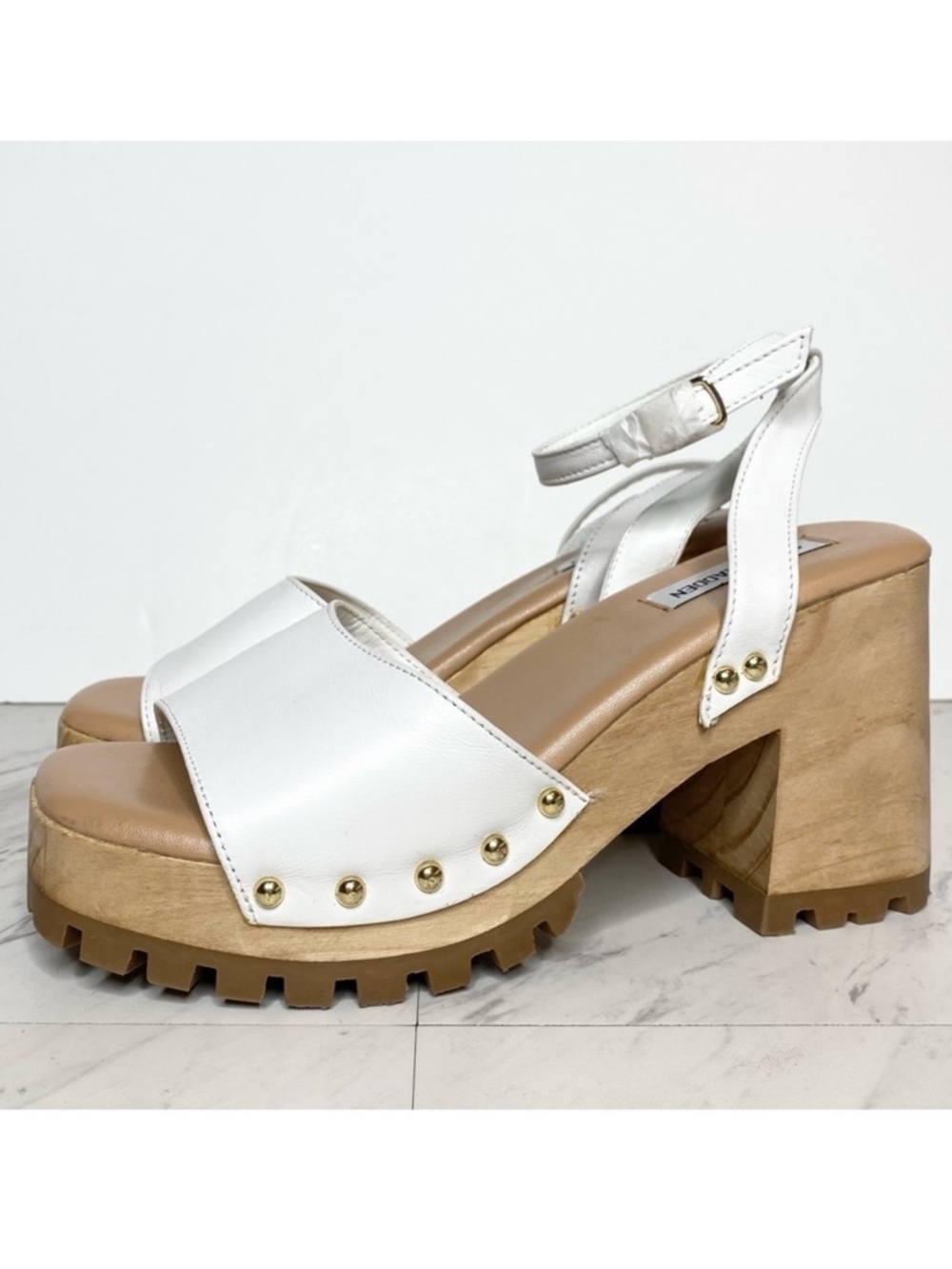 New! Steve Madden Ocala White Leather Platform Sandal 9.5 M
